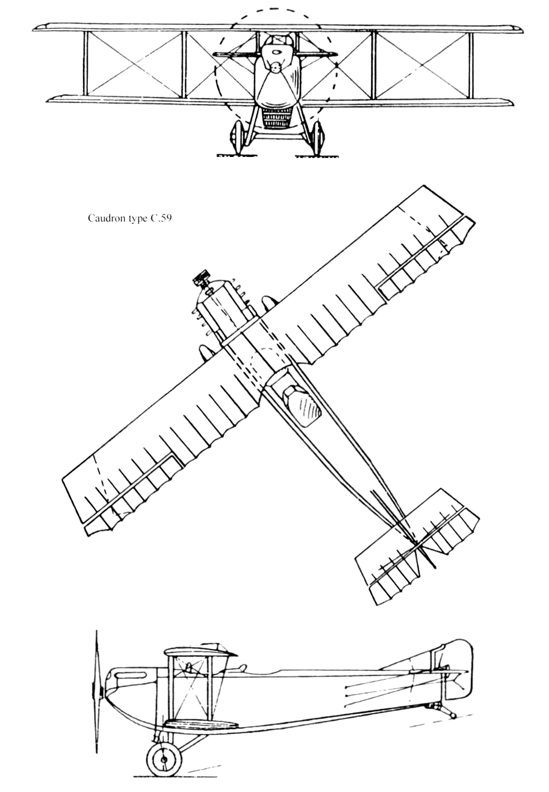 Caudron C.59 biplane trainer aircraft